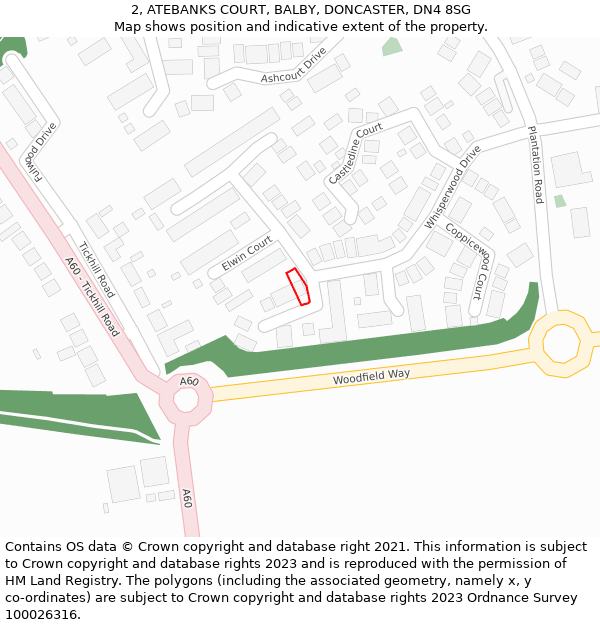 2, ATEBANKS COURT, BALBY, DONCASTER, DN4 8SG: Location map and indicative extent of plot