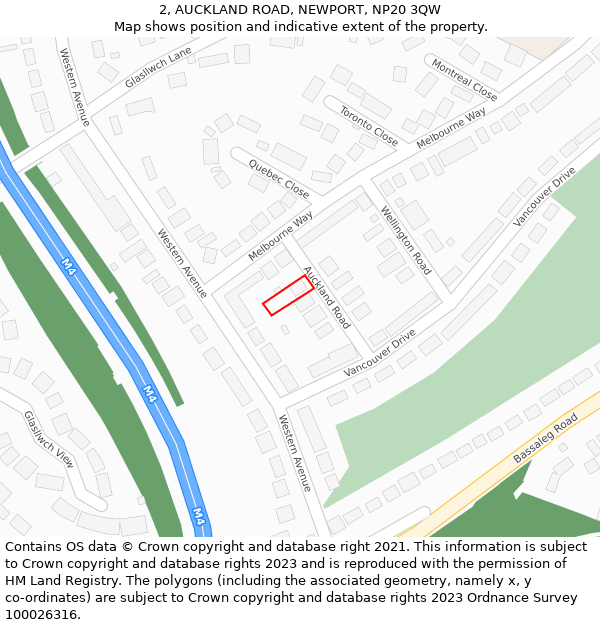 2, AUCKLAND ROAD, NEWPORT, NP20 3QW: Location map and indicative extent of plot