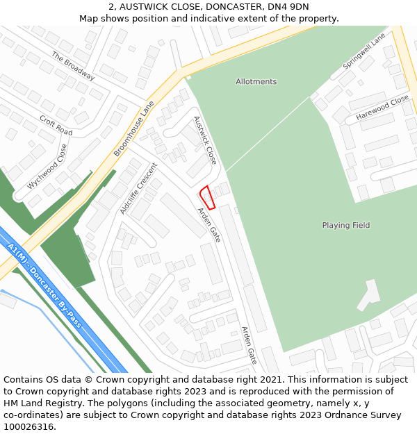 2, AUSTWICK CLOSE, DONCASTER, DN4 9DN: Location map and indicative extent of plot