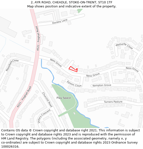2, AYR ROAD, CHEADLE, STOKE-ON-TRENT, ST10 1TF: Location map and indicative extent of plot