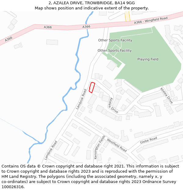 2, AZALEA DRIVE, TROWBRIDGE, BA14 9GG: Location map and indicative extent of plot