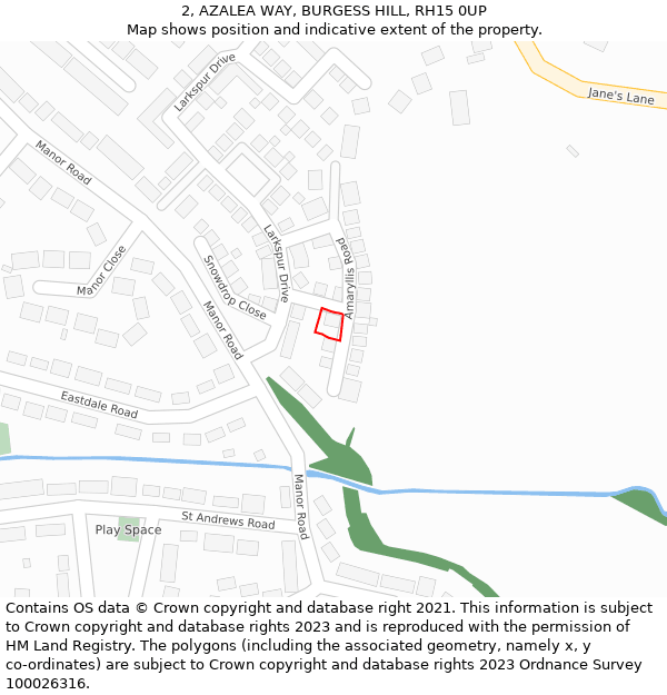 2, AZALEA WAY, BURGESS HILL, RH15 0UP: Location map and indicative extent of plot