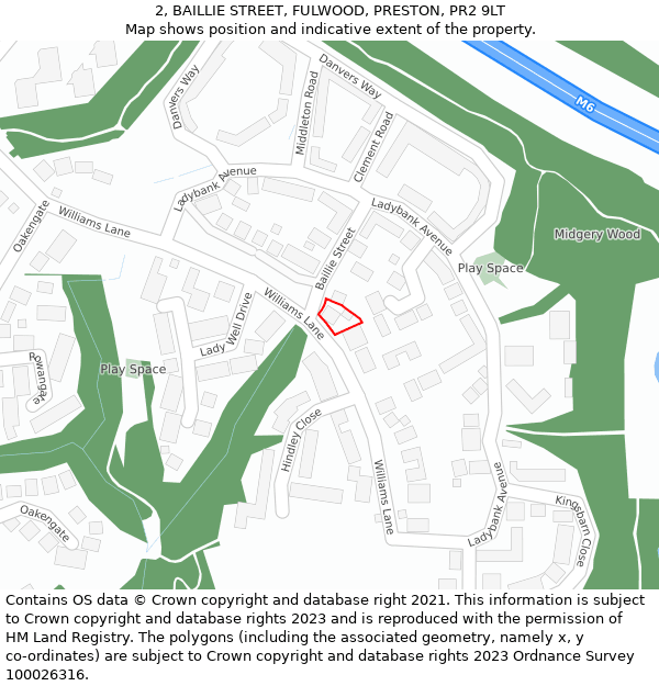 2, BAILLIE STREET, FULWOOD, PRESTON, PR2 9LT: Location map and indicative extent of plot