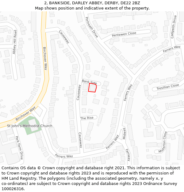 2, BANKSIDE, DARLEY ABBEY, DERBY, DE22 2BZ: Location map and indicative extent of plot