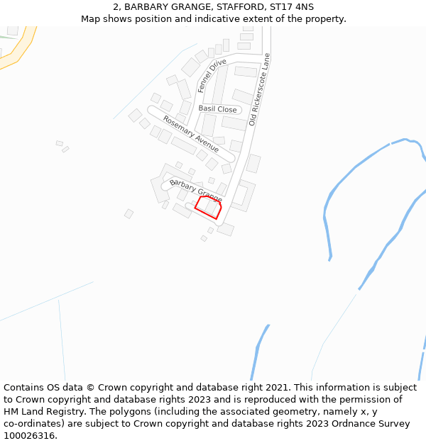 2, BARBARY GRANGE, STAFFORD, ST17 4NS: Location map and indicative extent of plot