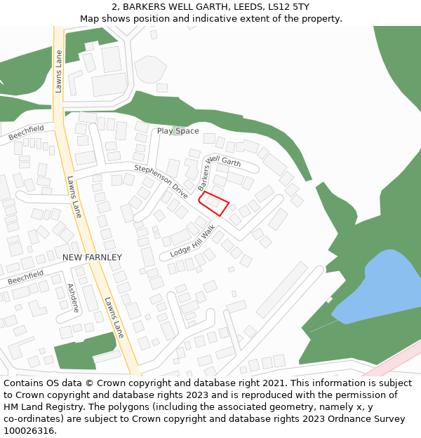 2, BARKERS WELL GARTH, LEEDS, LS12 5TY: Location map and indicative extent of plot