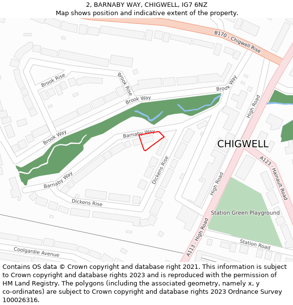 2, BARNABY WAY, CHIGWELL, IG7 6NZ: Location map and indicative extent of plot
