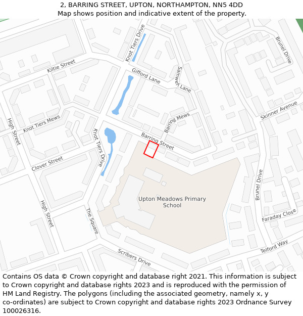 2, BARRING STREET, UPTON, NORTHAMPTON, NN5 4DD: Location map and indicative extent of plot