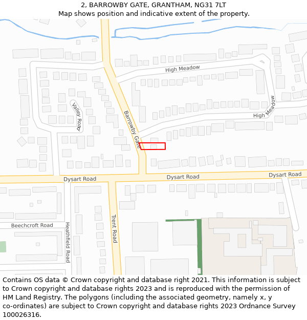 2, BARROWBY GATE, GRANTHAM, NG31 7LT: Location map and indicative extent of plot