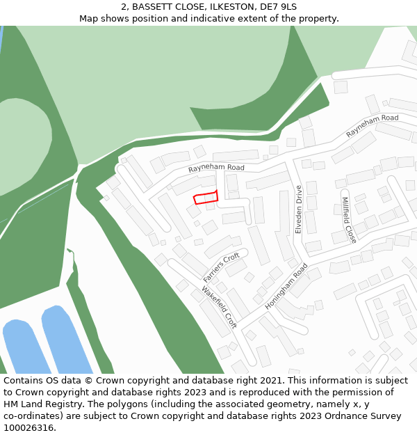 2, BASSETT CLOSE, ILKESTON, DE7 9LS: Location map and indicative extent of plot