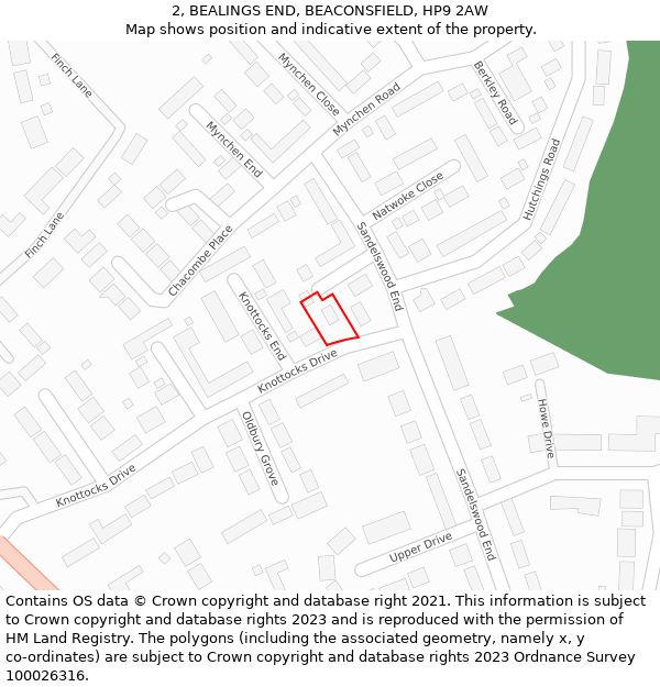 2, BEALINGS END, BEACONSFIELD, HP9 2AW: Location map and indicative extent of plot