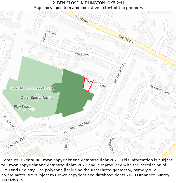 2, BEN CLOSE, KIDLINGTON, OX5 2YH: Location map and indicative extent of plot