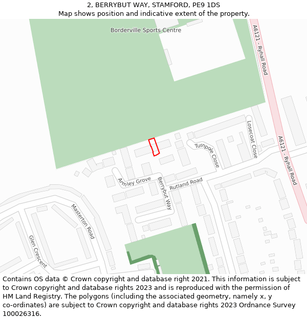 2, BERRYBUT WAY, STAMFORD, PE9 1DS: Location map and indicative extent of plot