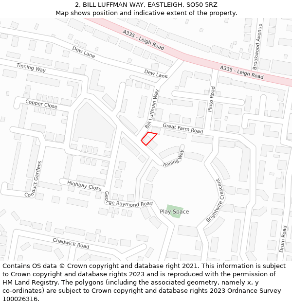 2, BILL LUFFMAN WAY, EASTLEIGH, SO50 5RZ: Location map and indicative extent of plot