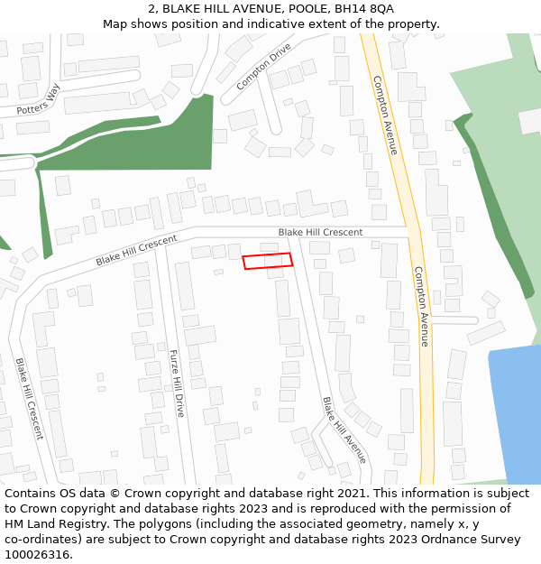 2, BLAKE HILL AVENUE, POOLE, BH14 8QA: Location map and indicative extent of plot