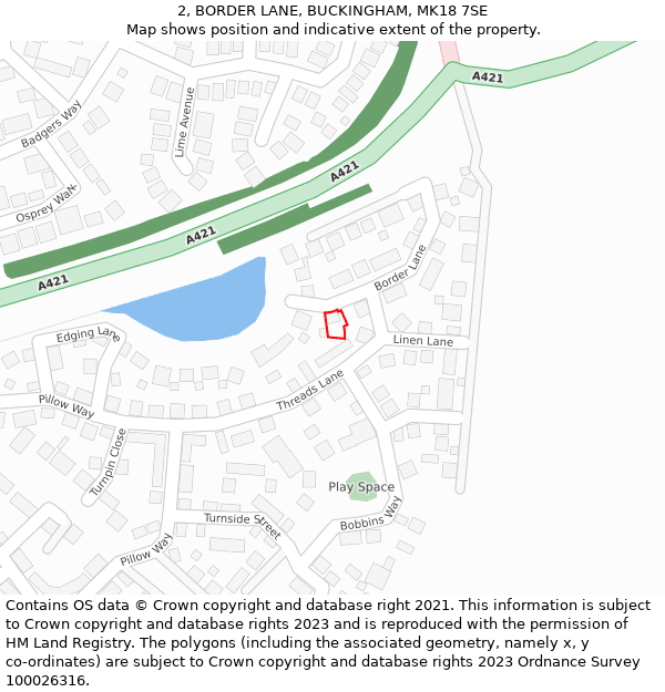 2, BORDER LANE, BUCKINGHAM, MK18 7SE: Location map and indicative extent of plot