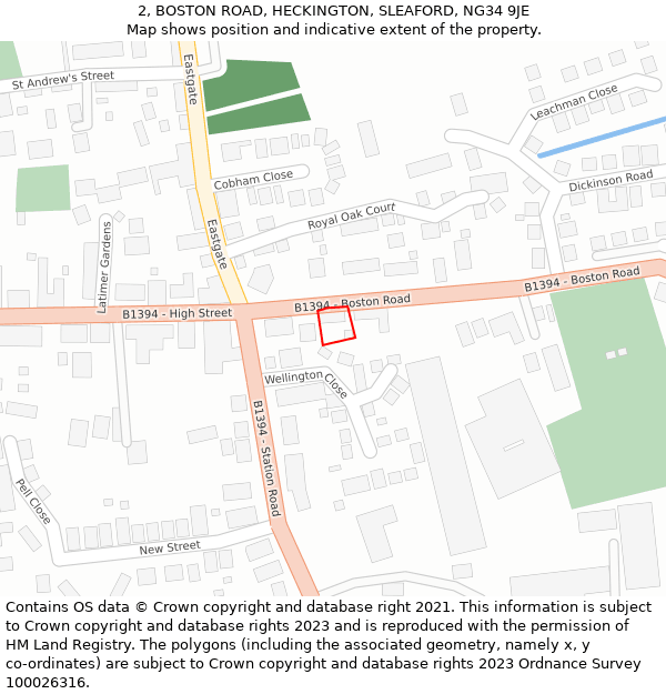 2, BOSTON ROAD, HECKINGTON, SLEAFORD, NG34 9JE: Location map and indicative extent of plot