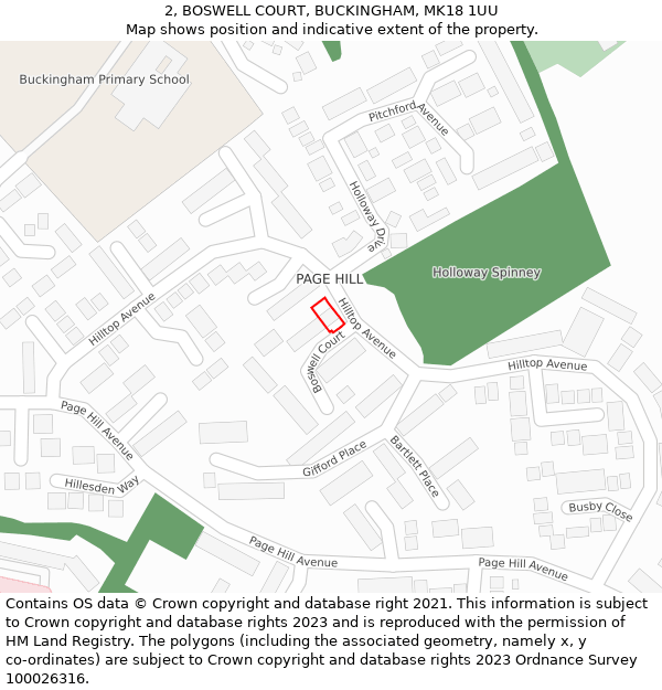 2, BOSWELL COURT, BUCKINGHAM, MK18 1UU: Location map and indicative extent of plot