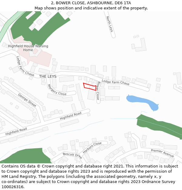 2, BOWER CLOSE, ASHBOURNE, DE6 1TA: Location map and indicative extent of plot