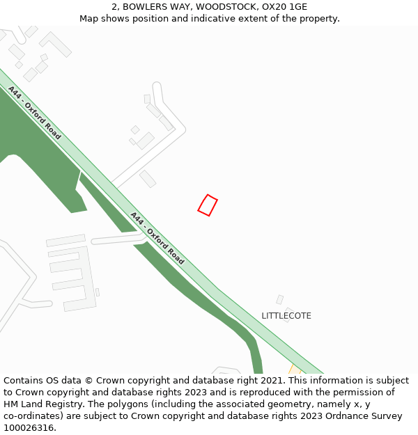 2, BOWLERS WAY, WOODSTOCK, OX20 1GE: Location map and indicative extent of plot