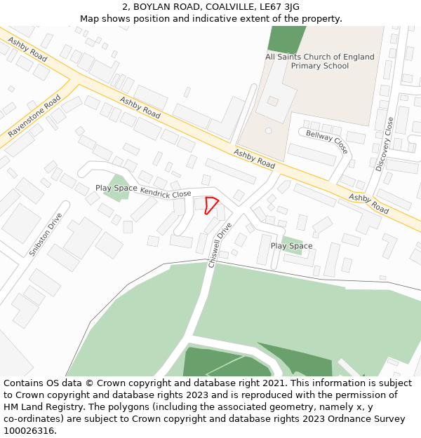2, BOYLAN ROAD, COALVILLE, LE67 3JG: Location map and indicative extent of plot