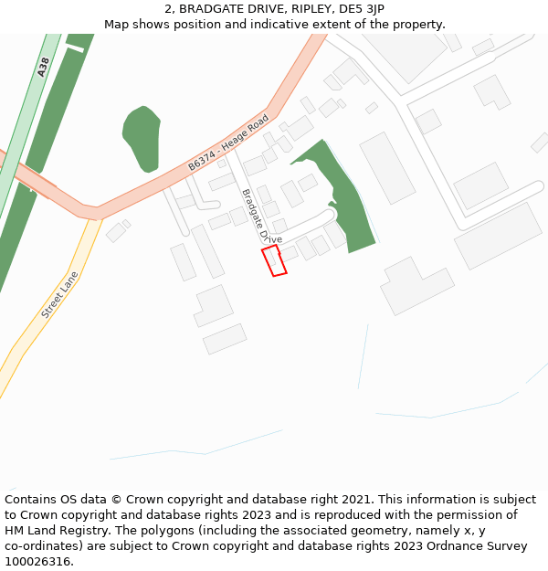 2, BRADGATE DRIVE, RIPLEY, DE5 3JP: Location map and indicative extent of plot