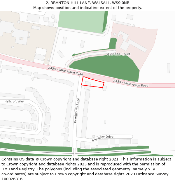 2, BRANTON HILL LANE, WALSALL, WS9 0NR: Location map and indicative extent of plot