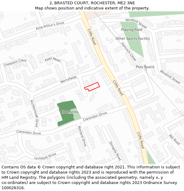 2, BRASTED COURT, ROCHESTER, ME2 3NE: Location map and indicative extent of plot