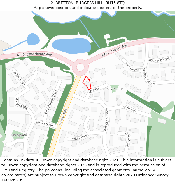 2, BRETTON, BURGESS HILL, RH15 8TQ: Location map and indicative extent of plot