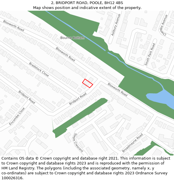 2, BRIDPORT ROAD, POOLE, BH12 4BS: Location map and indicative extent of plot