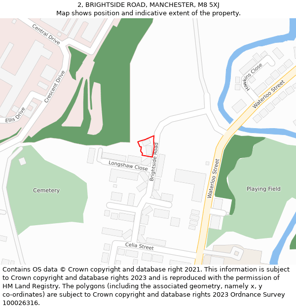 2, BRIGHTSIDE ROAD, MANCHESTER, M8 5XJ: Location map and indicative extent of plot