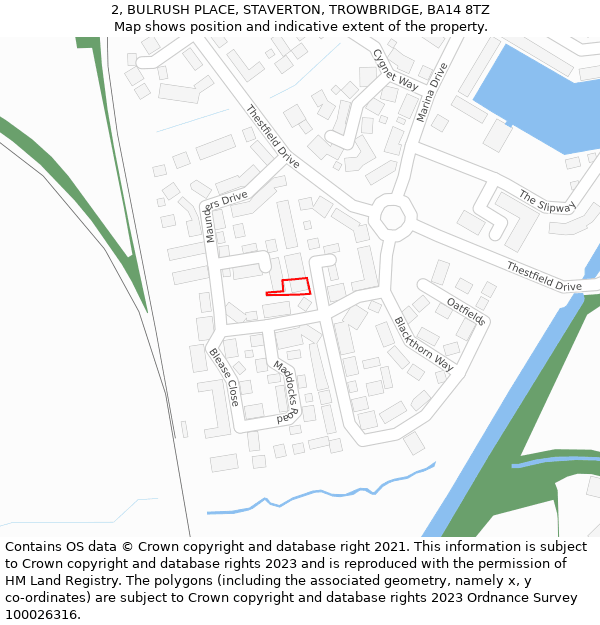 2, BULRUSH PLACE, STAVERTON, TROWBRIDGE, BA14 8TZ: Location map and indicative extent of plot