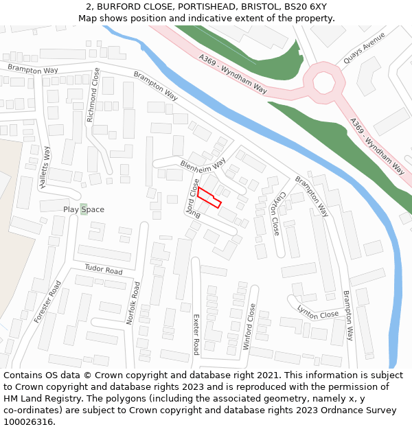 2, BURFORD CLOSE, PORTISHEAD, BRISTOL, BS20 6XY: Location map and indicative extent of plot