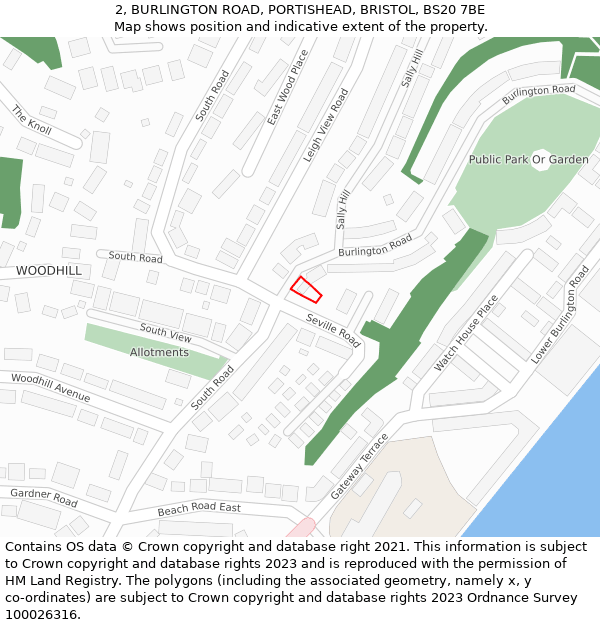 2, BURLINGTON ROAD, PORTISHEAD, BRISTOL, BS20 7BE: Location map and indicative extent of plot