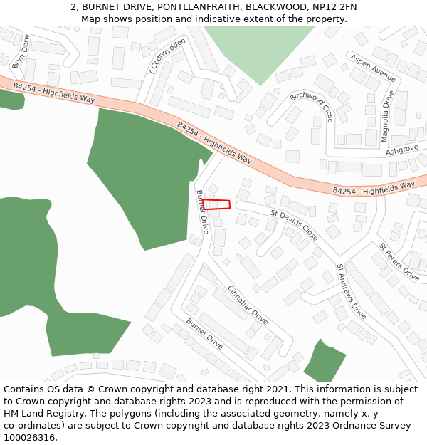 2, BURNET DRIVE, PONTLLANFRAITH, BLACKWOOD, NP12 2FN: Location map and indicative extent of plot