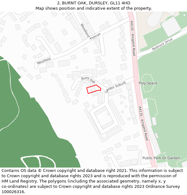 2, BURNT OAK, DURSLEY, GL11 4HD: Location map and indicative extent of plot