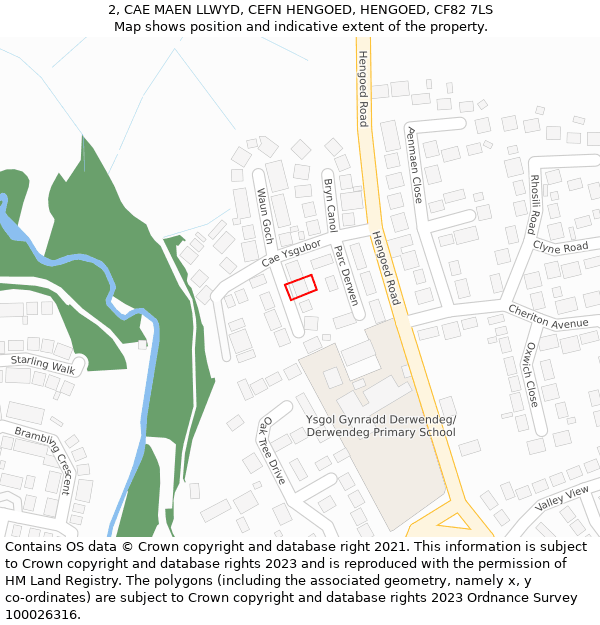 2, CAE MAEN LLWYD, CEFN HENGOED, HENGOED, CF82 7LS: Location map and indicative extent of plot