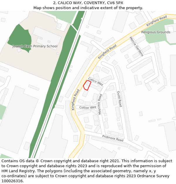 2, CALICO WAY, COVENTRY, CV6 5PX: Location map and indicative extent of plot