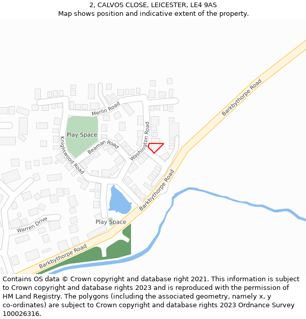 2, CALVOS CLOSE, LEICESTER, LE4 9AS: Location map and indicative extent of plot