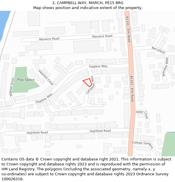 2, CAMPBELL WAY, MARCH, PE15 8RG: Location map and indicative extent of plot