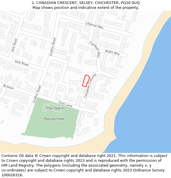 2, CANADIAN CRESCENT, SELSEY, CHICHESTER, PO20 0UQ: Location map and indicative extent of plot