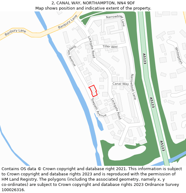 2, CANAL WAY, NORTHAMPTON, NN4 9DF: Location map and indicative extent of plot