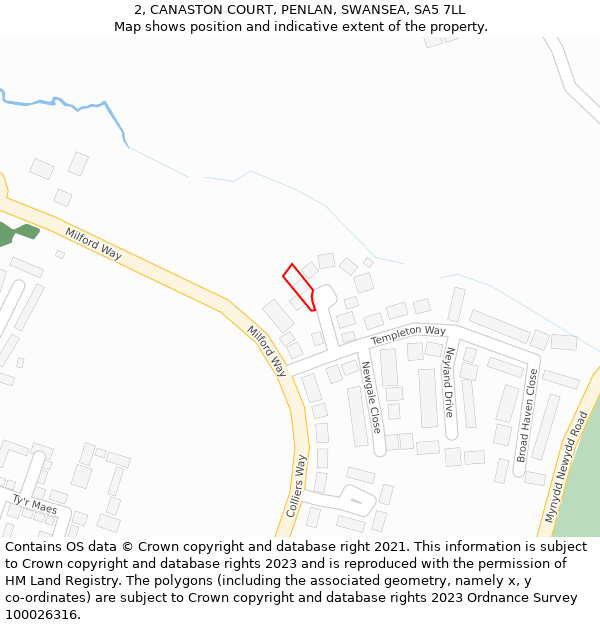 2, CANASTON COURT, PENLAN, SWANSEA, SA5 7LL: Location map and indicative extent of plot