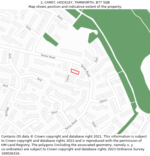 2, CAREY, HOCKLEY, TAMWORTH, B77 5QB: Location map and indicative extent of plot