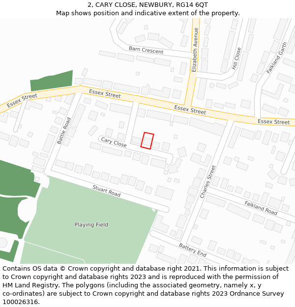 2, CARY CLOSE, NEWBURY, RG14 6QT: Location map and indicative extent of plot
