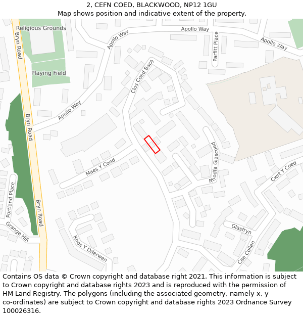 2, CEFN COED, BLACKWOOD, NP12 1GU: Location map and indicative extent of plot