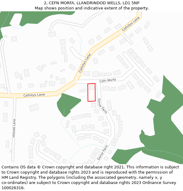 2, CEFN MORFA, LLANDRINDOD WELLS, LD1 5NP: Location map and indicative extent of plot