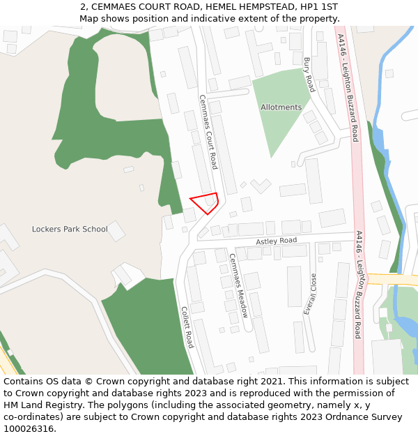 2, CEMMAES COURT ROAD, HEMEL HEMPSTEAD, HP1 1ST: Location map and indicative extent of plot