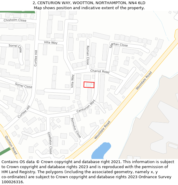 2, CENTURION WAY, WOOTTON, NORTHAMPTON, NN4 6LD: Location map and indicative extent of plot