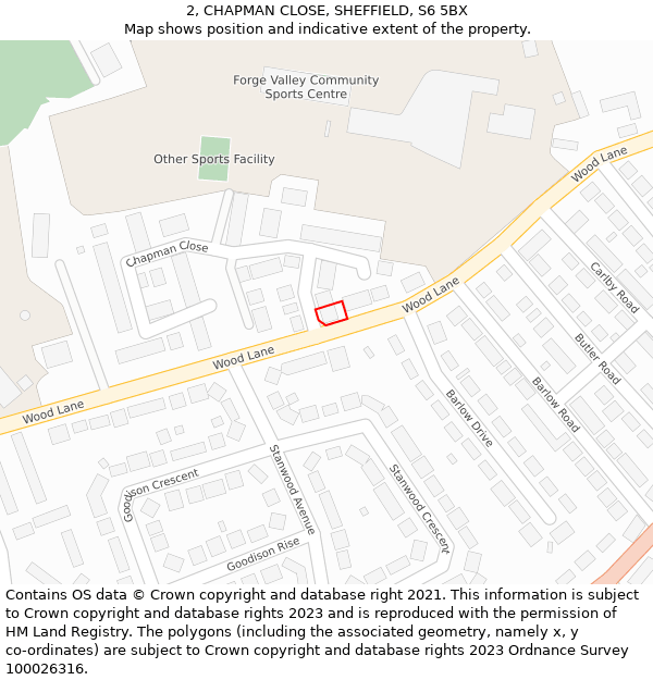 2, CHAPMAN CLOSE, SHEFFIELD, S6 5BX: Location map and indicative extent of plot